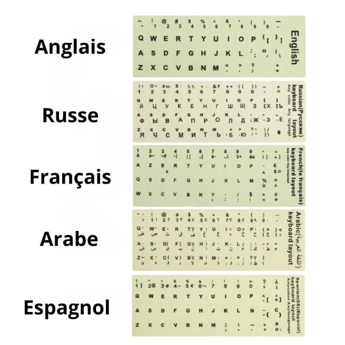Sticker Clavier Lumineux langues